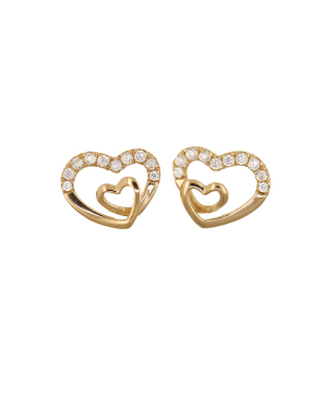 Heart Shaped Stud Earring Inlaid Zircons