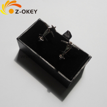 Paper and plastic cufflink box black PU leather special paper