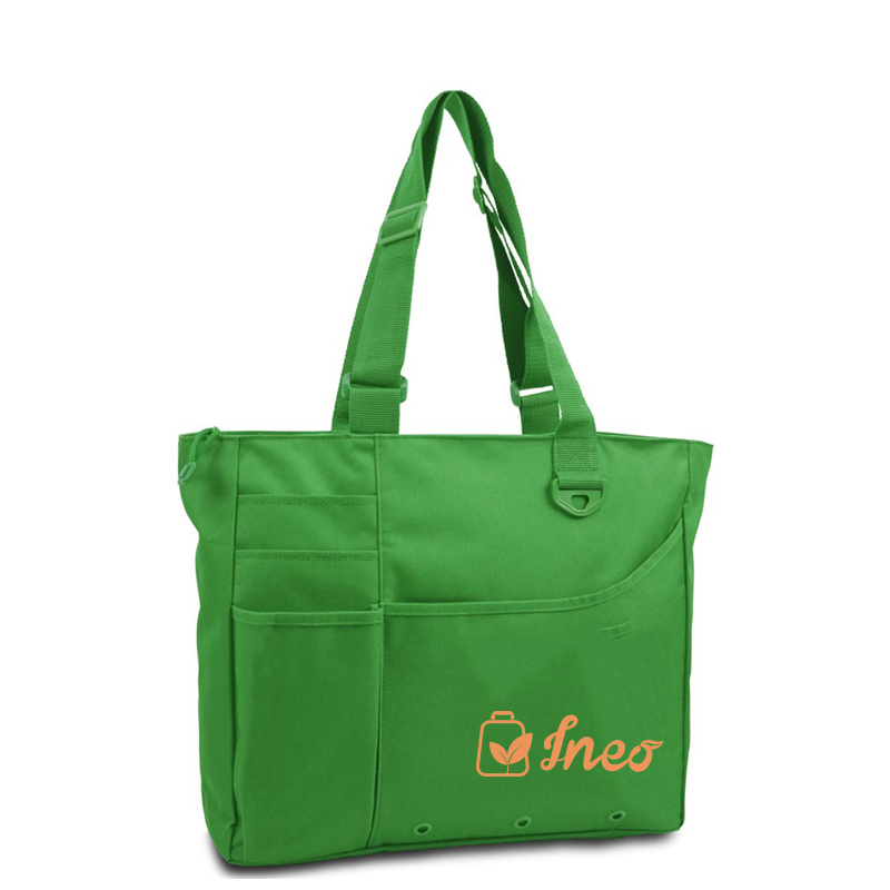 Custom Utility Conference Logo Print Zipper Tote Bag With Adjustable Handles Shopping Bag