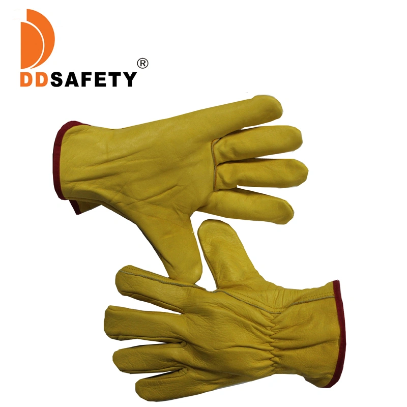 Gold Supplier Yellow Cow Grain Leather Driver Work Glove