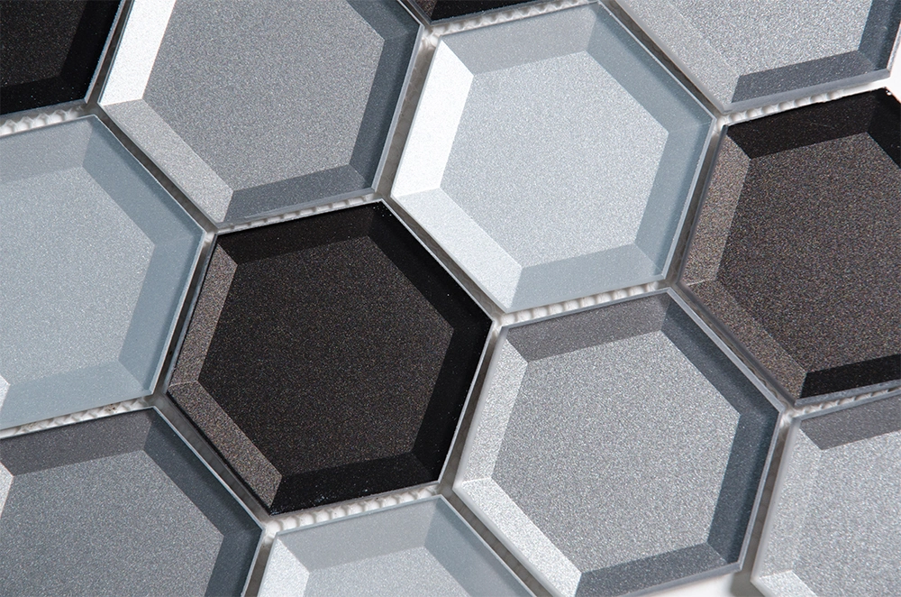 Mixed Color Hexagon Glass Materials Mexican Mosaic Tile