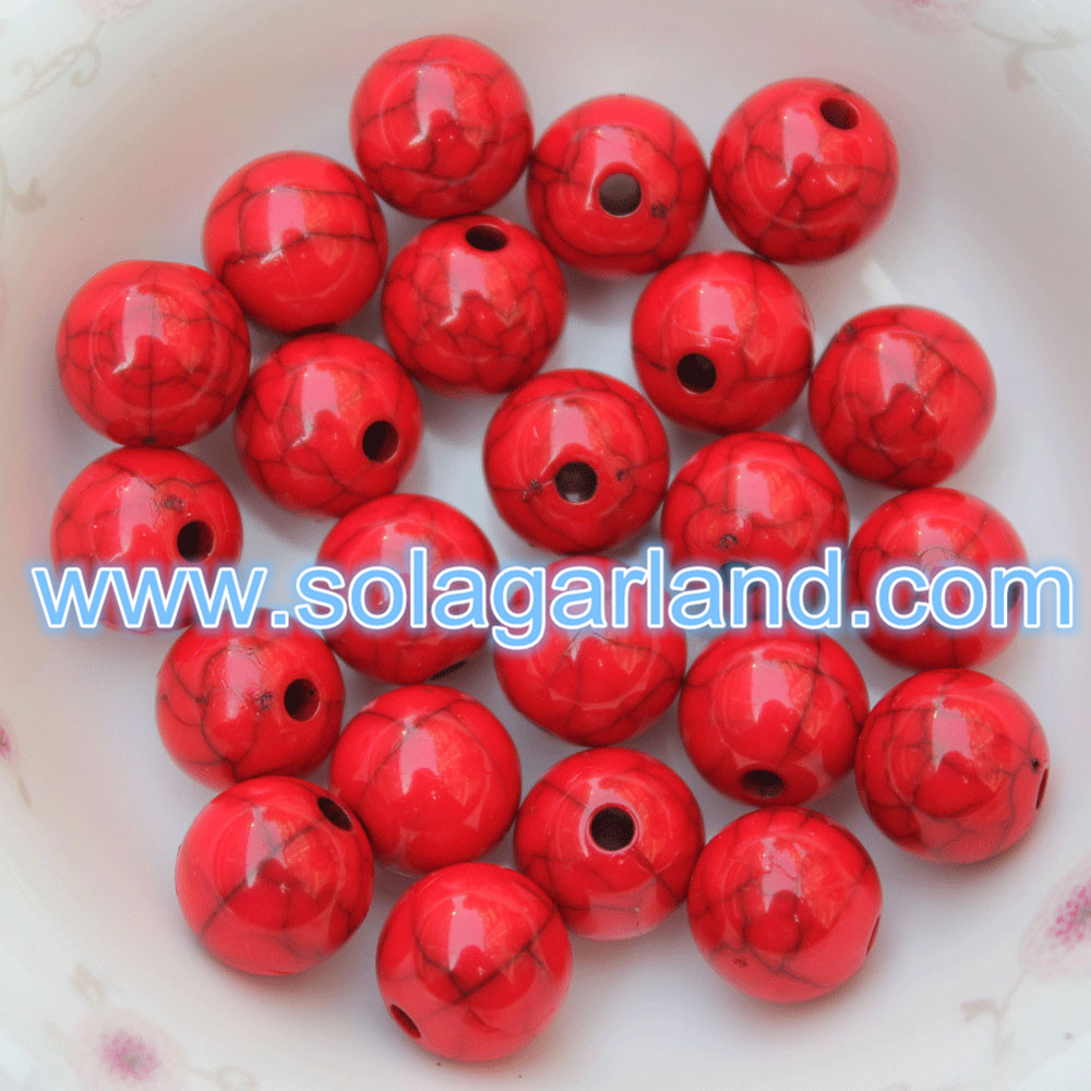 Plastic Crackle Round Beads