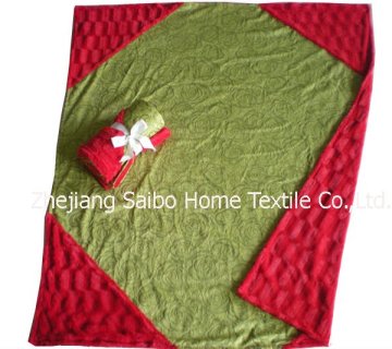 Two layers PV fleece and embossed micro fleece blanket