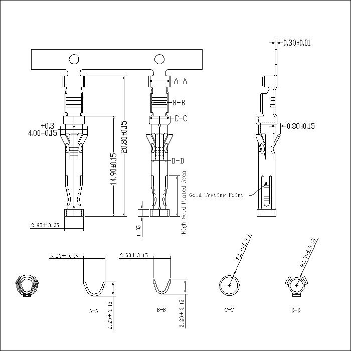 V.35VCT-F V.35 CRIMP VERTICAL CONNECTOR FEMALE TERMINAL