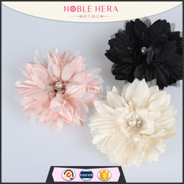 Cheap Wholesale Top Selling Beaded Hair Accessories Fabric Flower Hair Clips 388A07ED