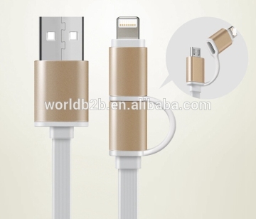 New design fast data transmission cable 2 in 1 usb cable for android and apple, new usb cable