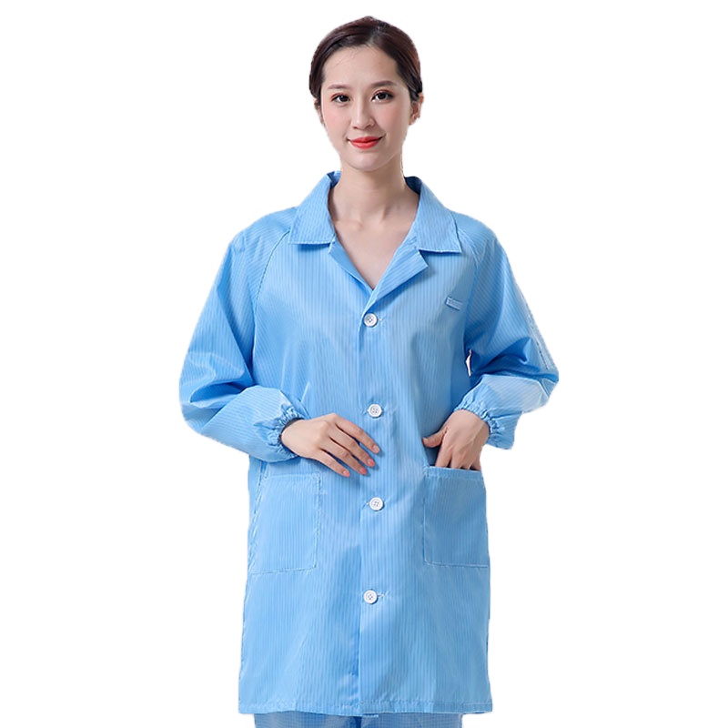 Clean room uniform working smock coated esd smock cloths esd smock gown