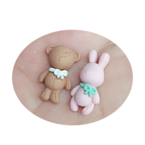 Cartoon Rabbit Bear Flatback Resin Cabochon Scrapbooking DIY Τηλέφωνο Θήκη Διακόσμηση Αξεσουάρ Χειροποίητα Μπόχα Κέντρο