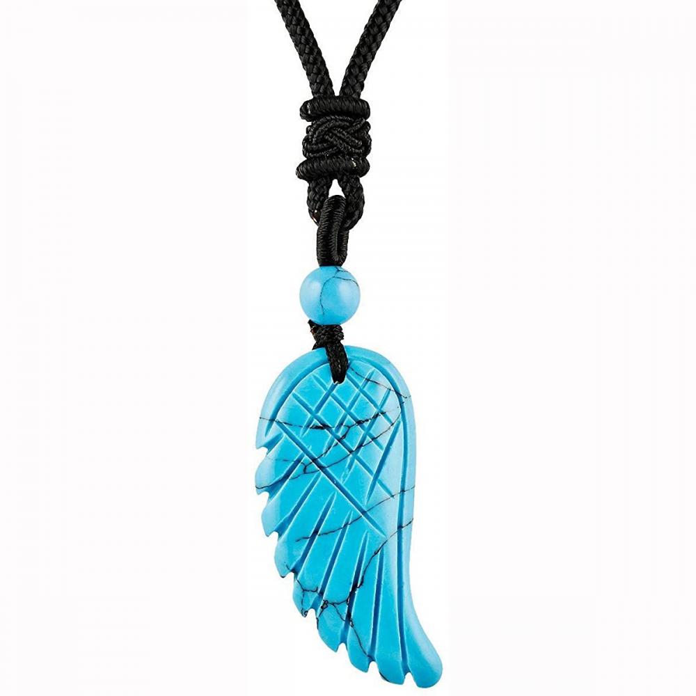 Collier pendentif à ailes de pierres précieuses charms Natural Crystal Quartz Stone Angel Feather Wing Pendants Pending Choker