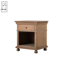 Natural Oak Wood One Drawer Open Nightstand - Country Chic Style