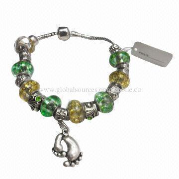 Magical Pandora Beaded Bracelet with Matte Silver Barefoot Charm