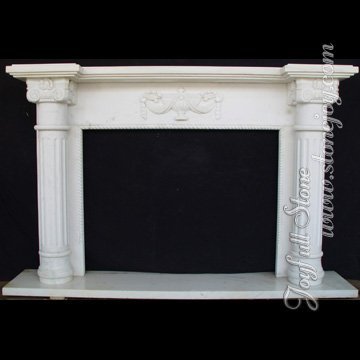 White Column Marble Fireplace Mantel