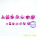 Bescon Mini Gemini Two Tone Polyhedral RPG Dice Set 10MM, Small Mini RPG Role Playing Game Dice Set D4-D20 in Tube, Pink Blossom