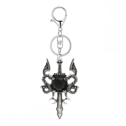 Vintage Twin Dragon Sword alloy keychain