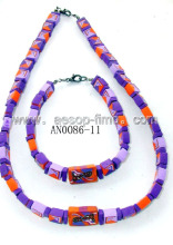 colorful fimo clay necklace and bracelet