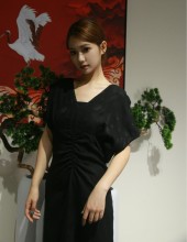 short sleeve long black dress