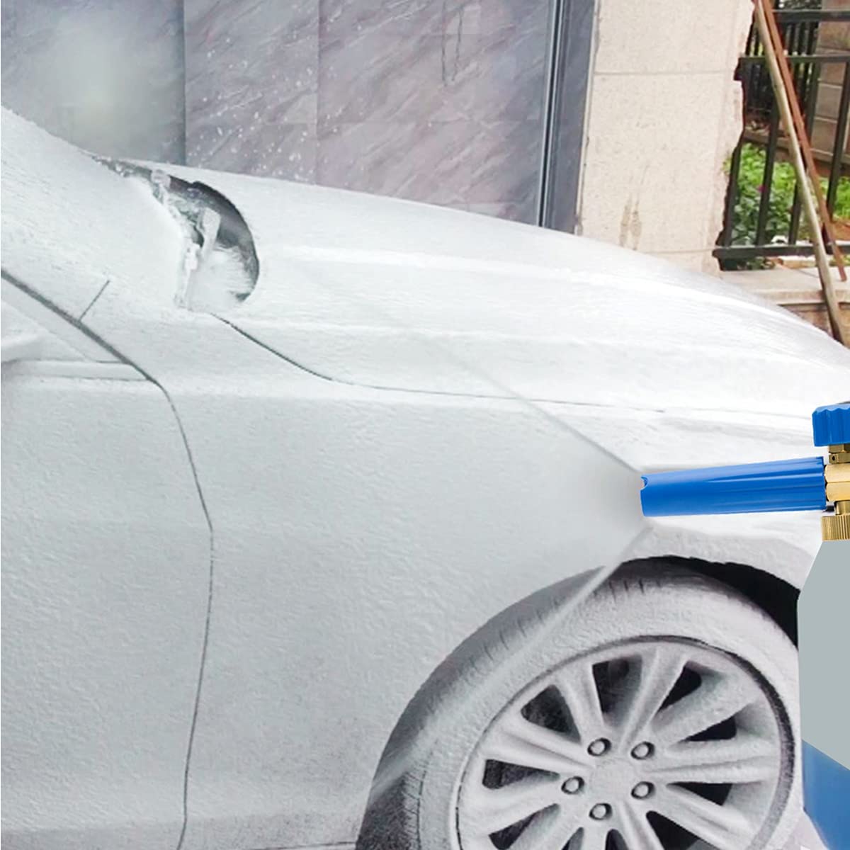 Salju Busa Lance Shampoo Mobil Mobil Pistol Pembersih Tekanan Washer Adjustable Foam Cannon