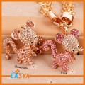 Lucu indah Rhinestone Mouse kalung dengan pelapisan Alloy jaringan