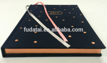 FDT customized notebook with colorful ribbon & string and gilt edge cloth cover diary notebook