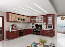 European style - Burgundy kitchen cabinet