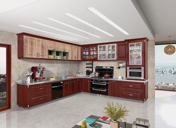 European style - Burgundy kitchen cabinet