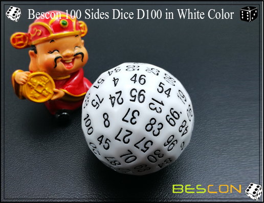 Bescon 100 Lados Dados D100 en Blanco Color-1 Bescon 100 Sides Dice D100 in White Color-1