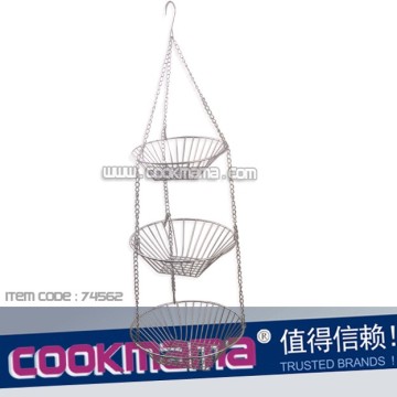 3-tier wire hanging basket,3 tier hanging fruit basket,hanging basket,Chrome