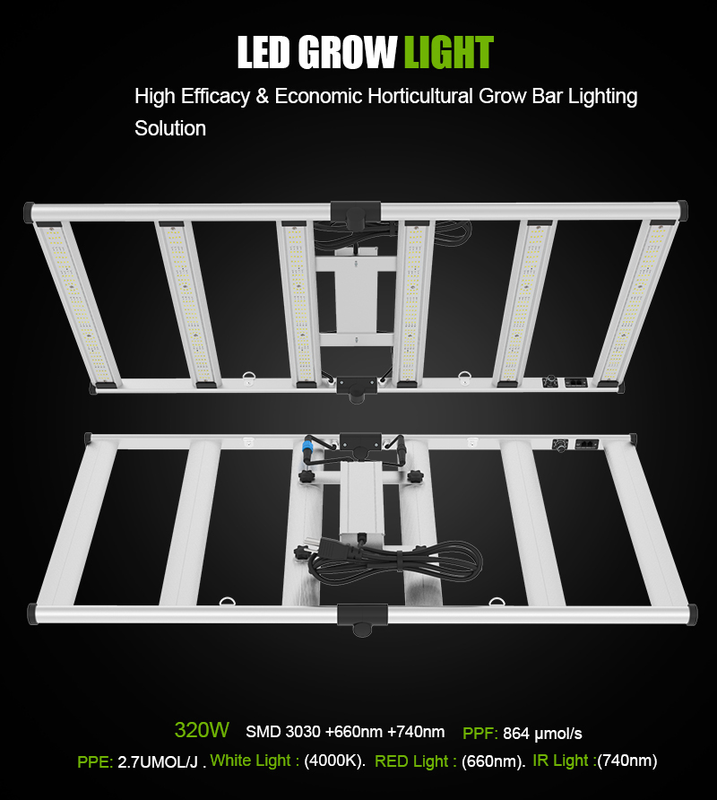Barra de luz de cultivo interior 320W LED para invernadero