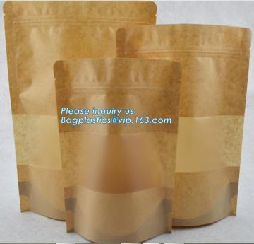 Food Grade Zip Lock Paper Brown Kraft Bag, reusable kraft paper food bag, resealable kraft paper mylar bags with ziplock