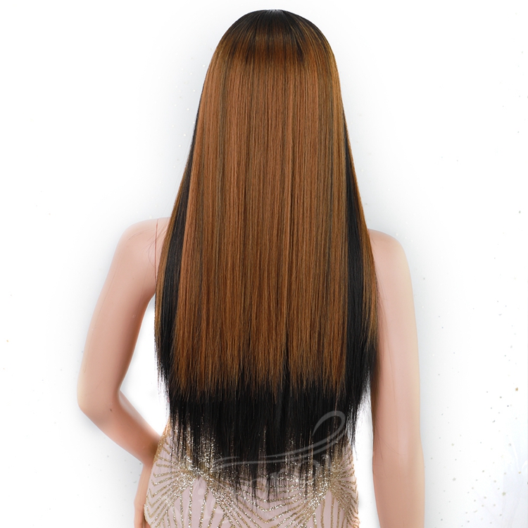Long Straight Hair Extension Wigs 26 Inches Highlight Heat Resistant Full Cheap Women Synthetic Hair Wig With Lace Front