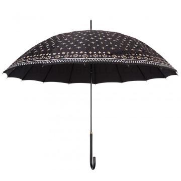 Parapluie droit pour femme, imprimé, 16 côtes