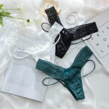 Sensual Black Lace T-Pants with Mesh Straps and Hollowed-Out Design