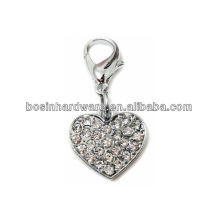 Fashion High Quality Metal Heart Rhinestone Pendant Charm