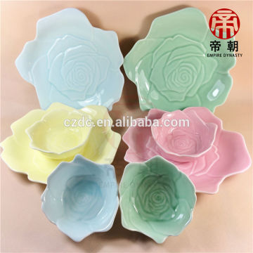 Japanese style porcelain dinnerware celadon in flower shape