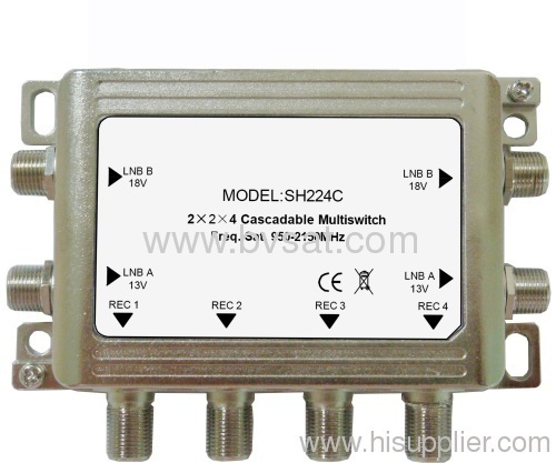 Tinggi efektif 2 x 2 x 4 Cascadeable Multiswitch untuk penerima satelit