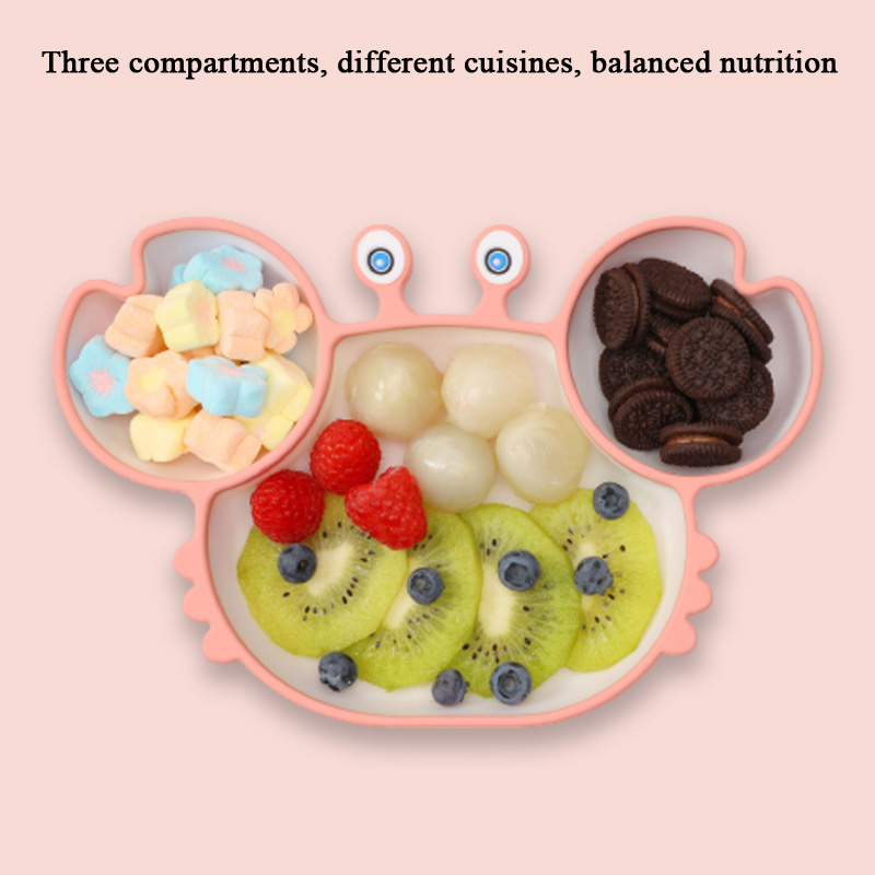 cute feeding set for baby silicon suction plate crab