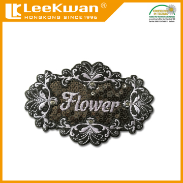 Lady T-shirt Flower Sequin Bead Applique Patch,Flower Sew on Sequin Patch