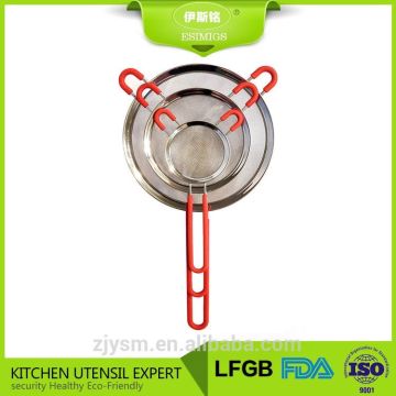 Dual-ear stainless steel mesh strainer with silicone handle