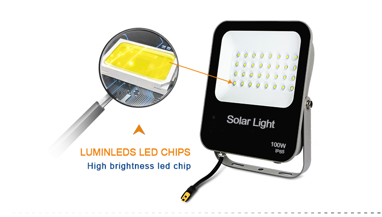 KCD Factory price waterproof ip66 Solar Power Led 100W Outdoor Led Flood Light Lens IP65