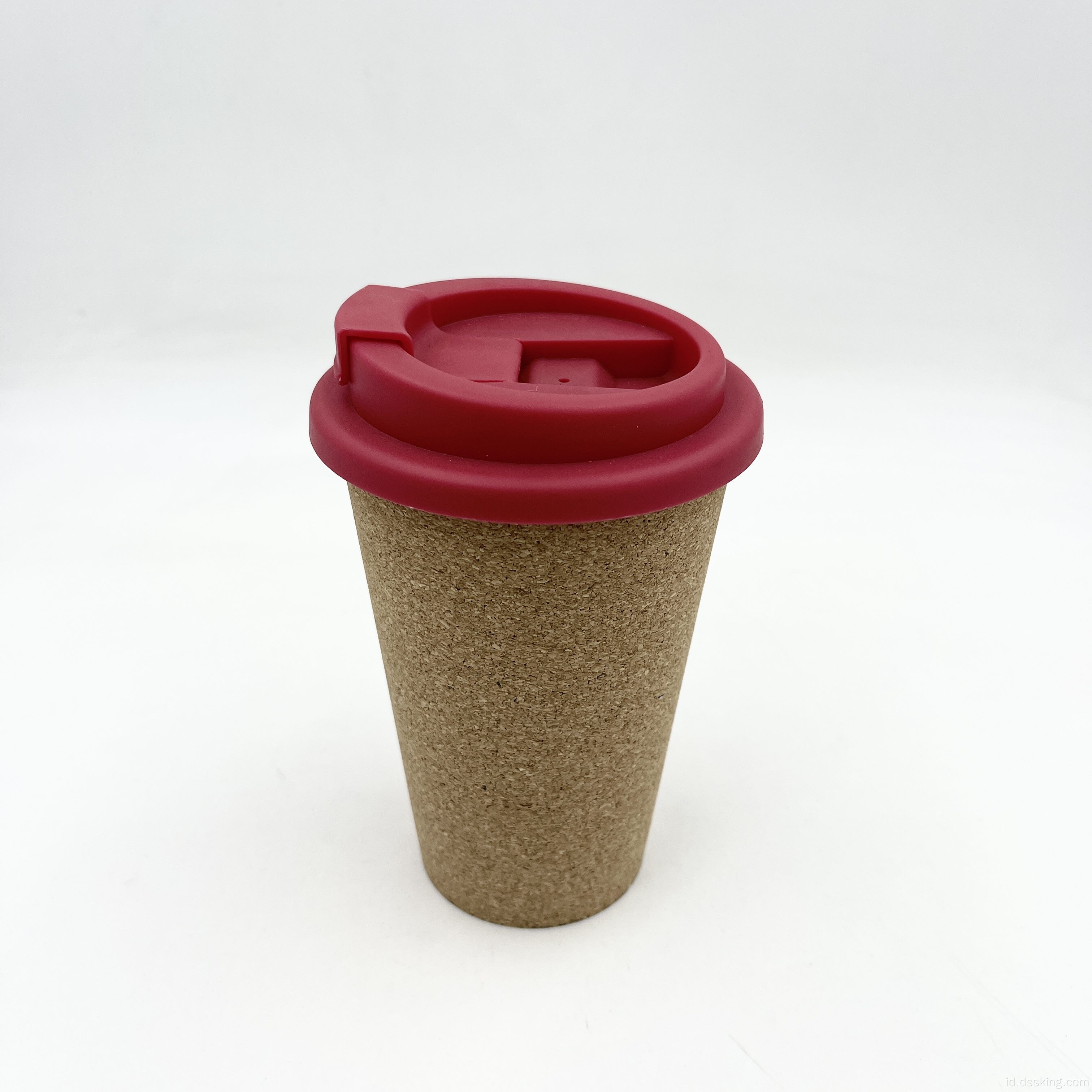 Logo khusus yang dapat digunakan kembali ramah lingkungan BPA GRATIS 16 oz Cork Coffee Cup dengan tutup