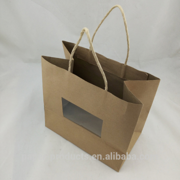 shopping kraft brown paper bag with handles kraft paper bags with PVC window