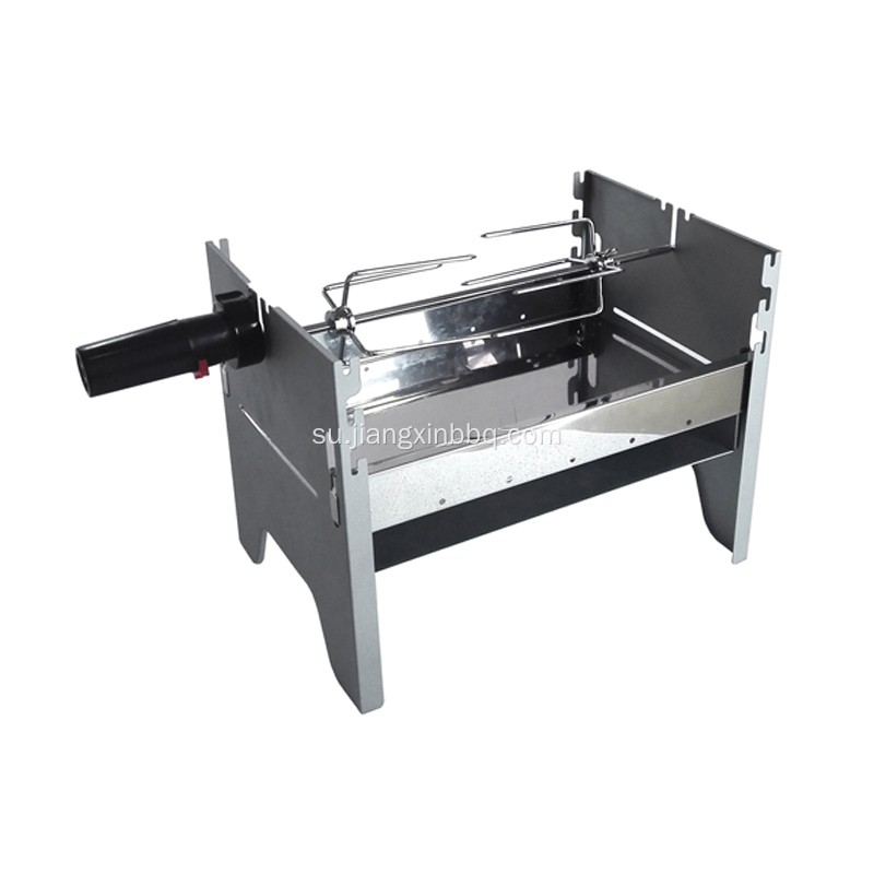 Portabel Arang BBQ grill kalawan Rotisserie Motor Kit