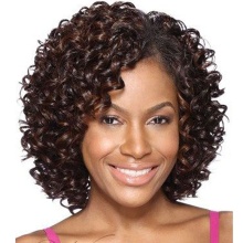 AIshili high quality 12inch dark brown kinky Afro deep curly hair synthetic wig for black woman