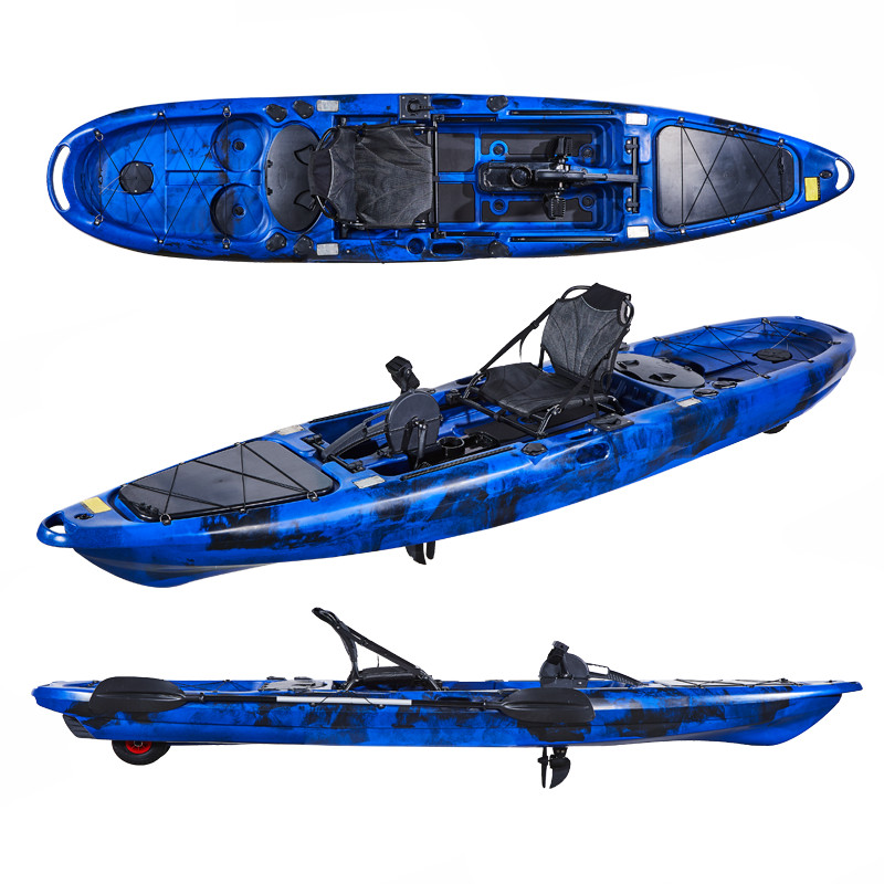 Factory NEW design 13ft pedal fishing kayak with wheels and pedal drive system with wheel