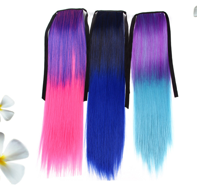 AliLeader High Quality Wholesale 20 Inch Silky Straight Ombre Ponytail Clip In Ponytail Hair Extensions