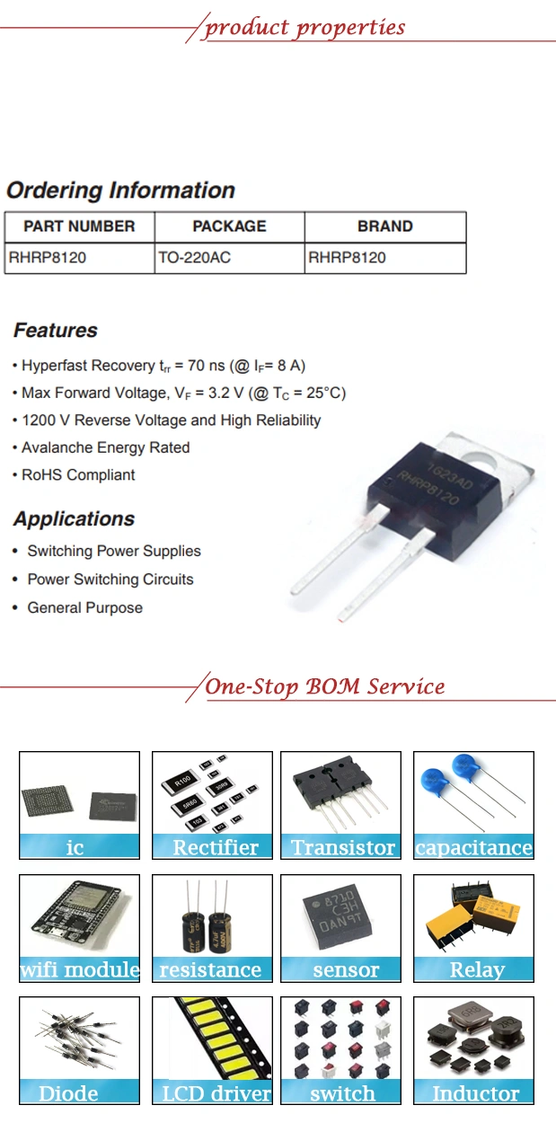 Rhrp8120 1200V 8A to-220 Single Diode / Rectifier