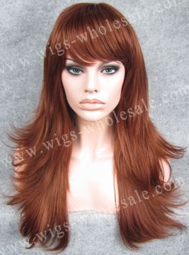 Synthetic hand braided lace front wig auburn silky straight drag queen Qingdao wig