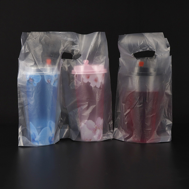 Transparent Milk Tea Packaging Bag Drink Cup Packaging Bag Plastic Bag with Handhold