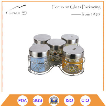 Set of 5-6 Glass Spice Container Rack, Spice Jars