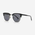 Square Acetate And Metal Combined Women's Sunglasses 23A8055